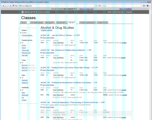 early wireframe listings