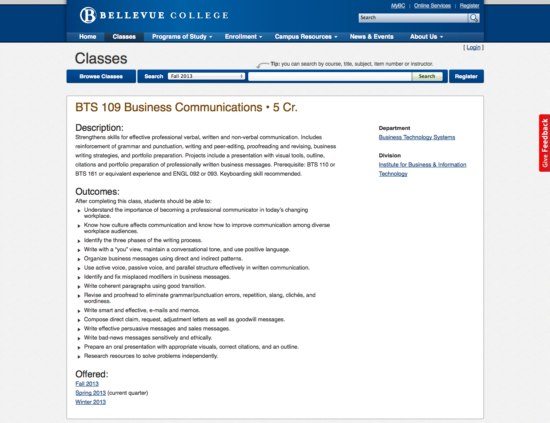 Course details page