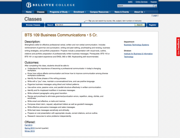Course details page
