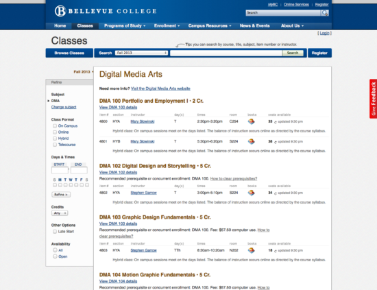 Course listings