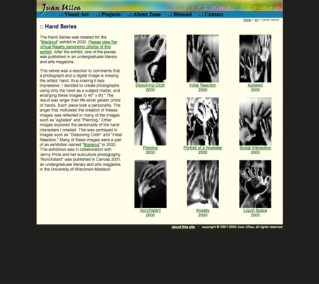 hand series page screenshot